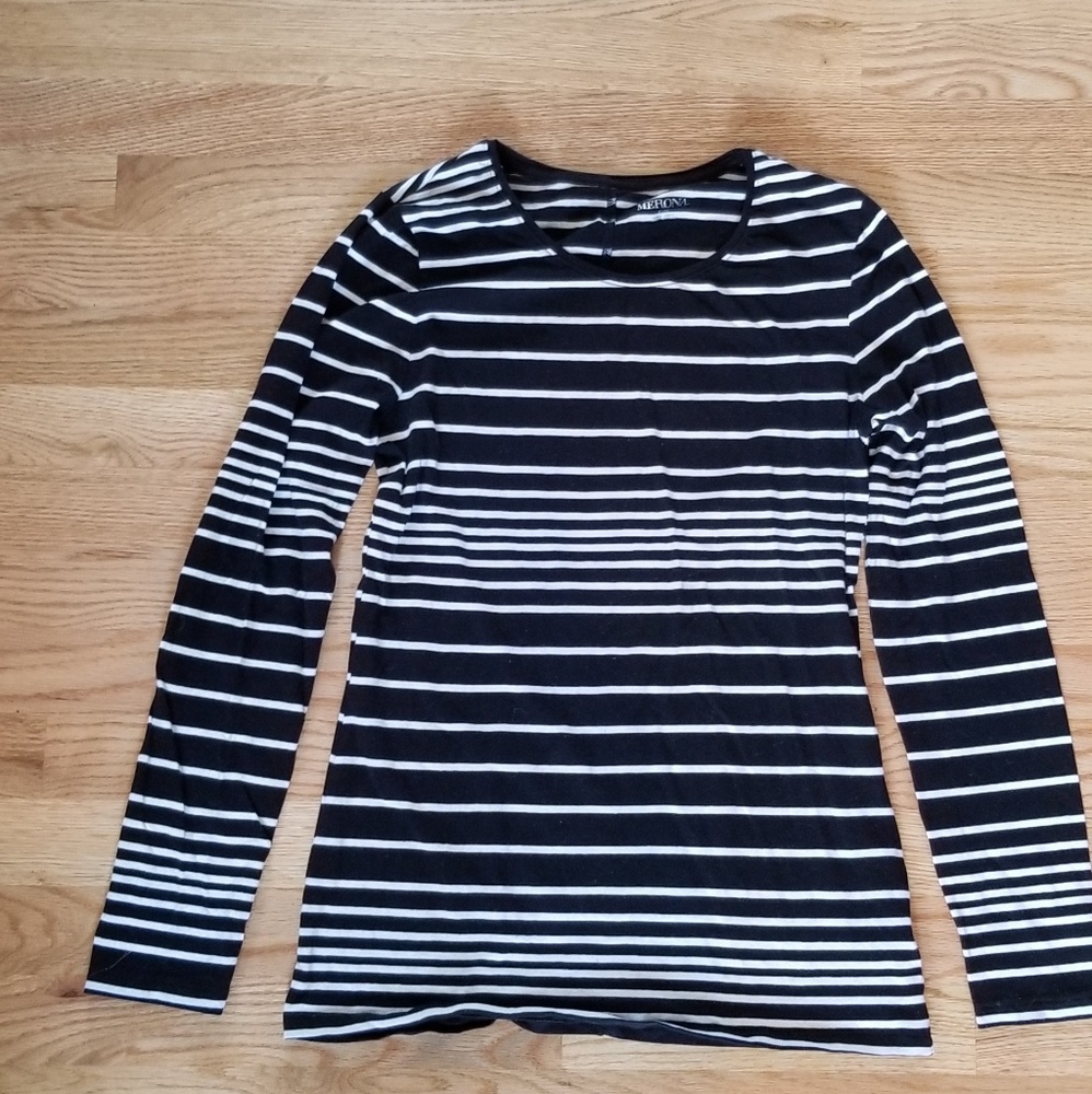 Black and white Striped Long Sleeve Shirt